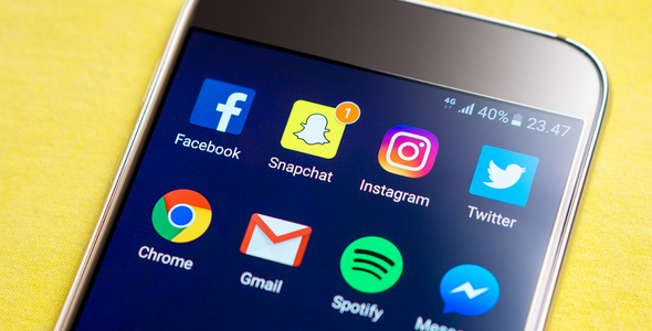 social media icons on phone